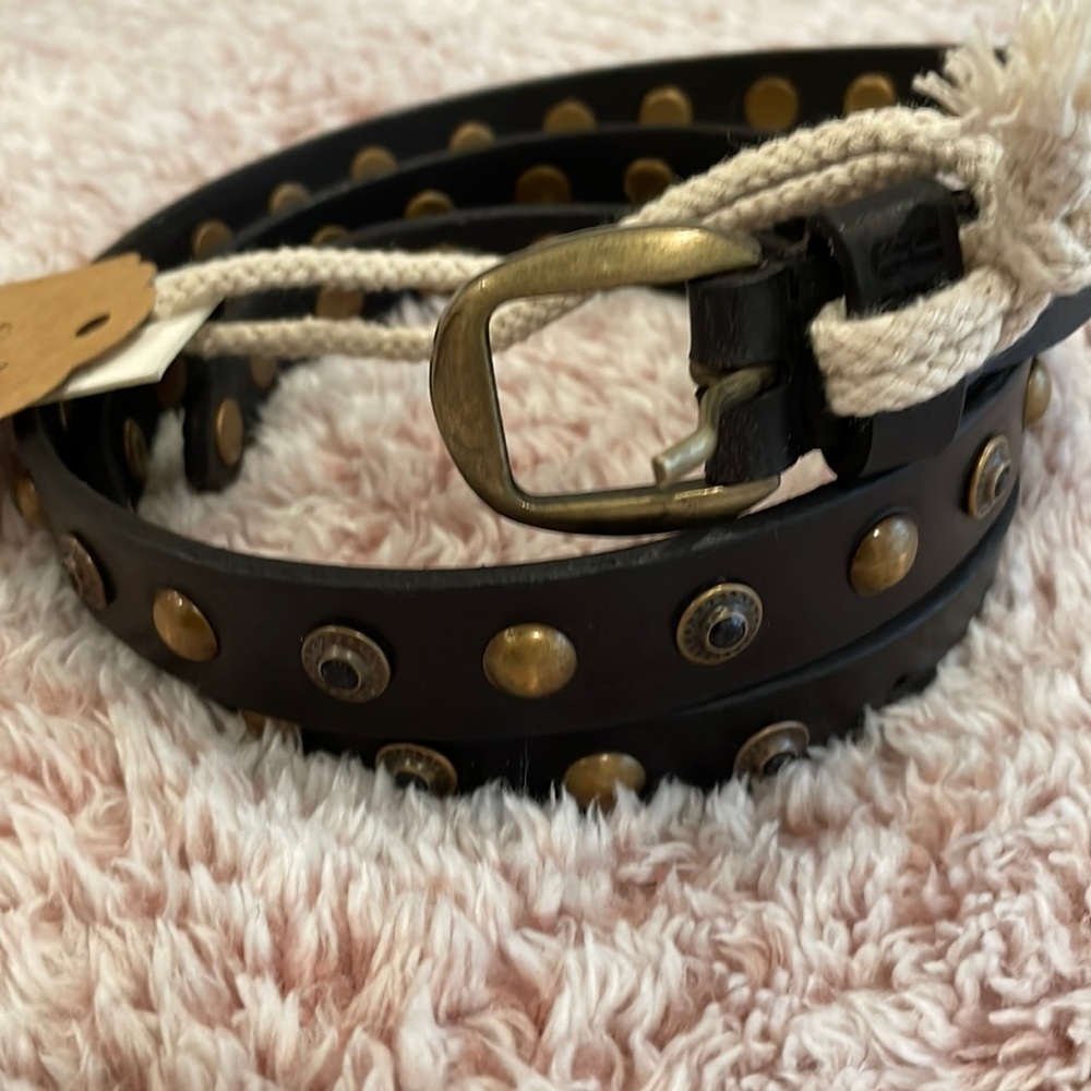 Real leather belt with studs
